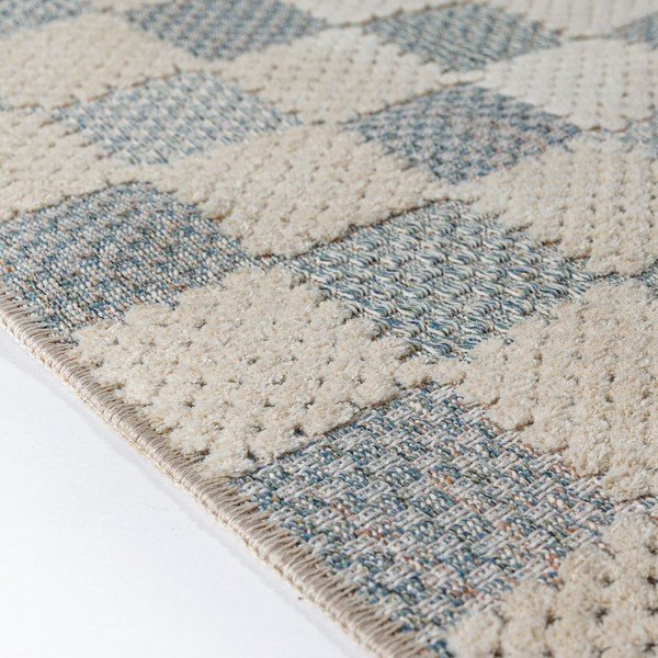 Plava periva staza od mješavine pamuka 80x230 cm Muted Checkerboard – Flair Rugs-image-3