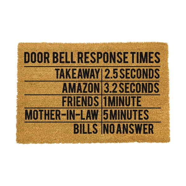 Otirač ​od prirodnih kokosovih vlakana Artsy Doormats Door Bell Response Times, 40 x 60 cm
