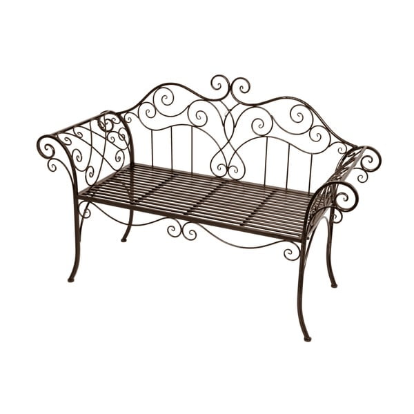 Crna/tamno smeđa metalna vrtna klupa Selene – Garden Pleasure