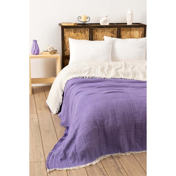 Ljubičasti prekrivač od muslina za bračni krevet 230x250 cm – Mijolnir