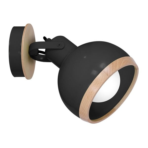 Crna zidna svjetiljka s drvenim detaljima Homemania Oval