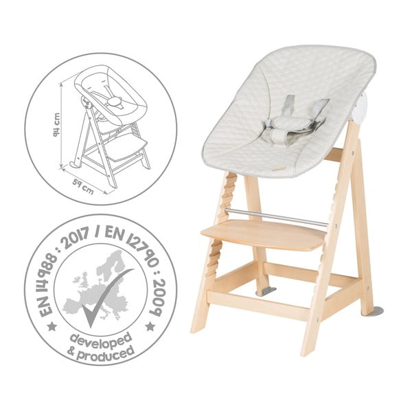 Bež/u prirodnoj boji dječja blagovaonska stolica Born Up 2in1 Luxe – Roba-image-3