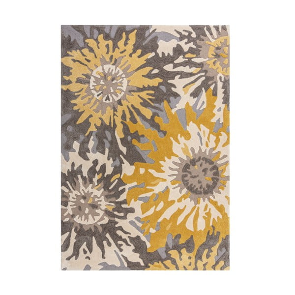 Sivo-žuti tepih Flair Rugs Soft Floral, 160 x 230 cm