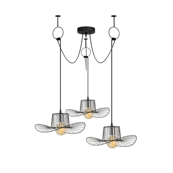 Crna viseća svjetiljka s metalnim sjenilom ø 78 cm Tel – Opviq lights-image-2