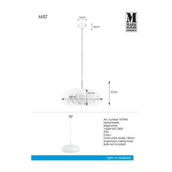 Bijeli viseća svjetiljka Markslöjd Mist Pendant-image-3