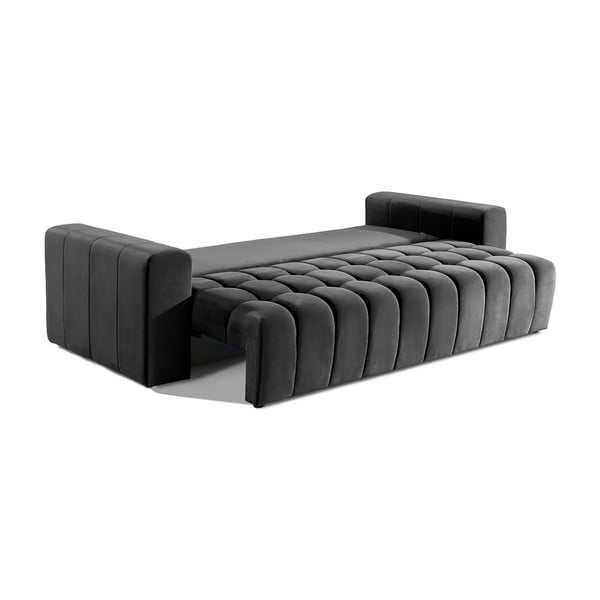 Tamno siva baršunasti sklopiva/s prostorom za odlaganje sofa 247 cm Lazaro – ELTAP-image-3