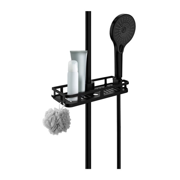 Mat crna samodržeća plastična kupaonska polica Libertà - Wenko-image-2