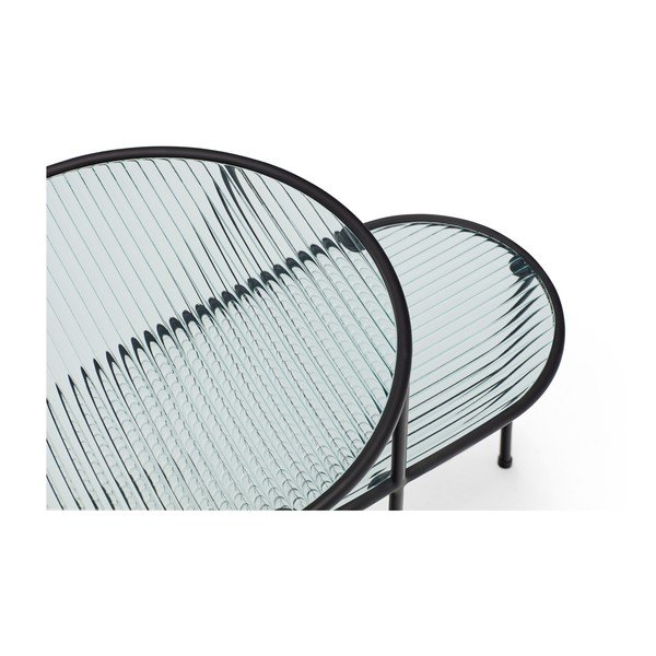 Crni pomoćni stolić sa staklenom pločom Teulat Nix-image-1