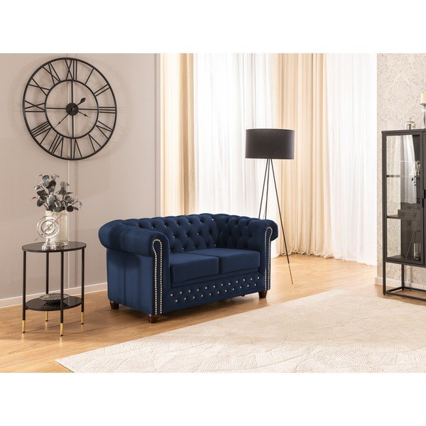 Plava baršunasti sklopiva sofa 148 cm York Blik – Ropez-image-4