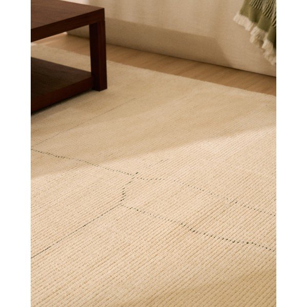 Krem ručno rađen tepih od mješavine pamuka 230x160 cm Lisdan – Kave Home-image-1