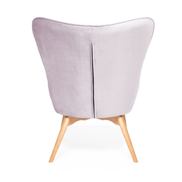 Lavanda ljubičasta fotelja i tabure s podnožjem u prirodnoj boji Vivonita Cora Velvet-image-3