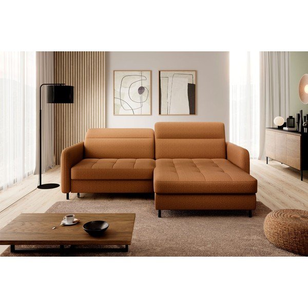 Žuta  baršunasti sklopiva/s prostorom za odlaganje kutna garnitura (s desnim kutom/s ležaljkom) Gomsi – ELTAP-image-3