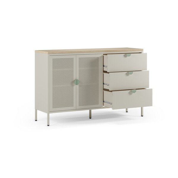 Krem/u prirodnoj boji metalna komoda 140x90x40 cm Sayla – Marckeric-image-2