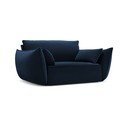Tamno plava baršunasti fotelja Vanda – Mazzini Sofas