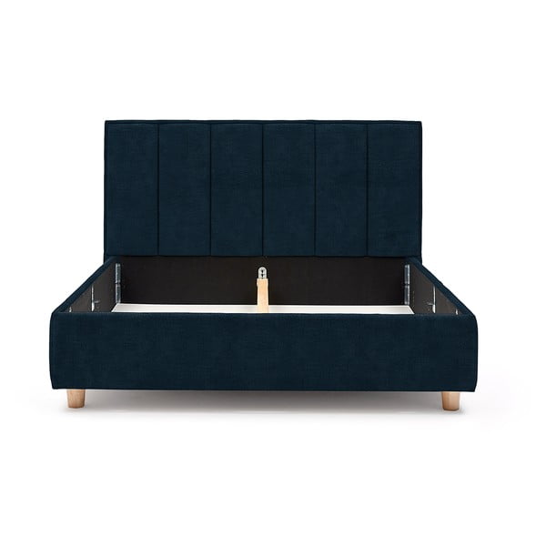 Tamnoplavi bračni krevet s podnicama i prostorom za odlaganje ProSpánek Wega, 160 x 200 cm-image-3