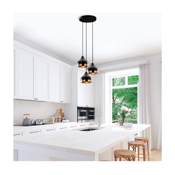 Viseća svjetiljka u crno-bakrenoj boji za 3 žarulje Opviq lights Yildo-image-1