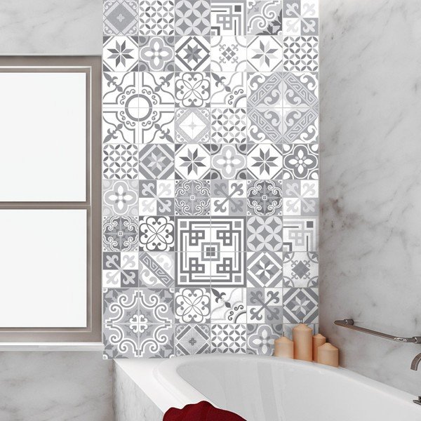 Set od 60 ukrasnih zidnih naljepnica Ambiance Shades of Grey, 15 x 15 cm-image-3