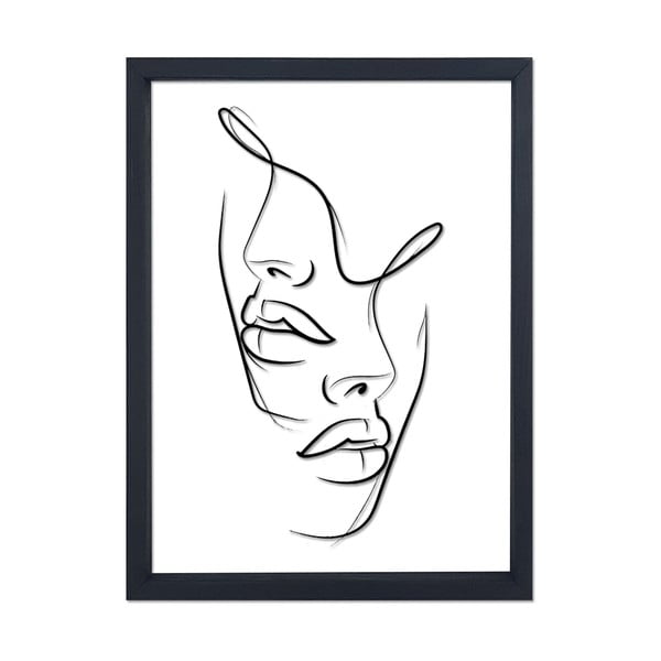 Staklena slika u crnom okviru Vavien Artwork Faces, 32 x 42 cm