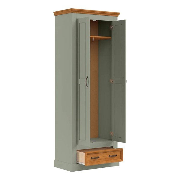 Zeleni/u svijetloj prirodnoj boji ormar od masivnog bora 70x185x40 cm Selma – Støraa-image-3