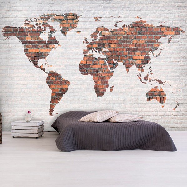 Tapeta velikog formata Bimago Brick World Map Wall, 400 x 280 cm-image-1