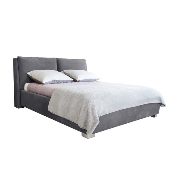Sivi bračni krevet Mazzini Kreveti Vicky, 140 x 200 cm