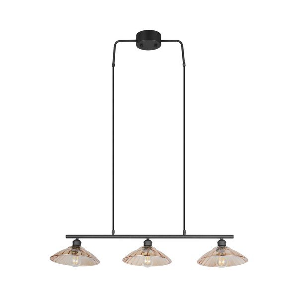 Crna/jantarna metalna viseća svjetiljka sa staklenim sjenilom Eluna – Reality