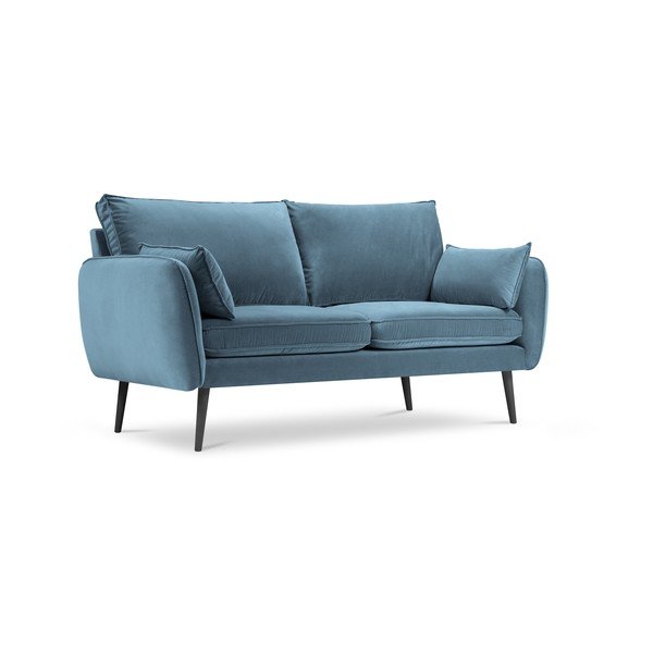 Svijetloplavi baršunasti kauč s crnim nogama Kooko Home Lento, 158 cm-image-2