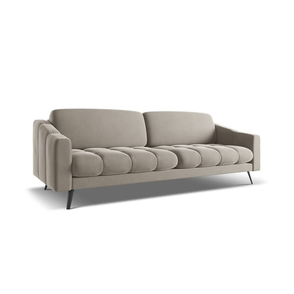 Bež baršunasti sofa 238 cm Nalu – Makamii-image-2