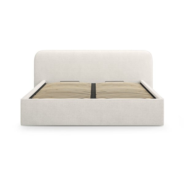 Svijetlo sivi tapecirani bračni krevet s prostorom za odlaganje s podnicom 140x200 cm Elizabeth – Micadoni -image-4