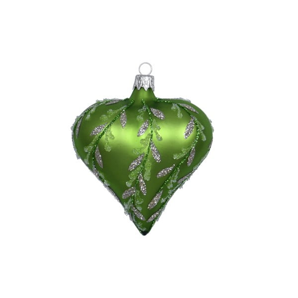 Set od 3 zelena staklena božićna ukrasa Ego Dekor Srce