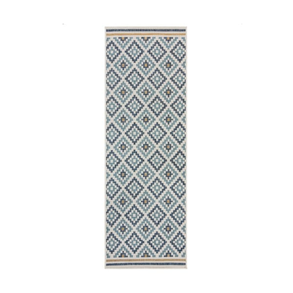 Žuti /plavi unutarnji i vanjski tepih 80x230 cm Zia Trellis – Flair Rugs