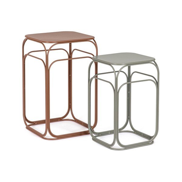 Sivi/boje terakote metalni stolići za kavu u setu 2 kom 36x36 cm Clarity – Bizzotto-image-2