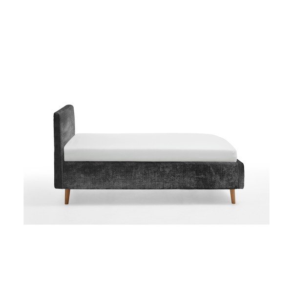 Tamno sivi tapecirani bračni krevet s prostorom za odlaganje s podnicom 140x200 cm Mattis – Meise Möbel-image-3