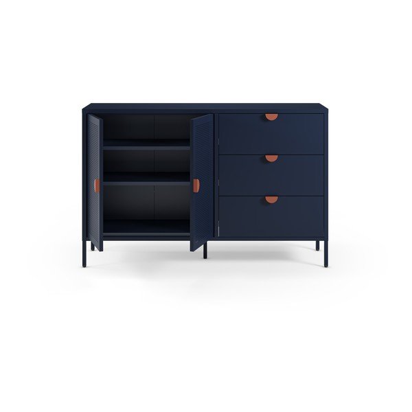 Tamno plava metalna komoda 140x90x40 cm Sayla – Marckeric-image-2