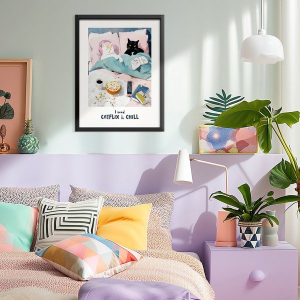Tiskana slika s okvirom 30x40 cm Catflix – Styler-image-1