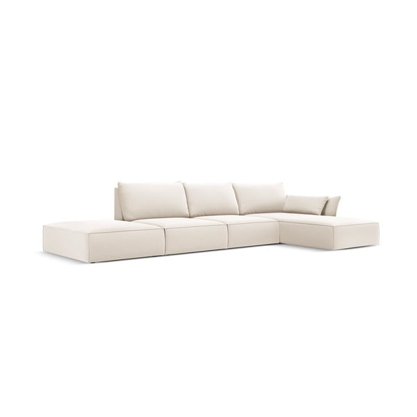 Bež baršunasti kutna garnitura (s desnim kutom/s ležaljkom) Vanda – Mazzini Sofas-image-2