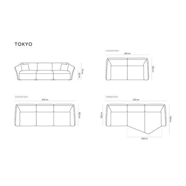 Senf žuta sofa od bouclé tkanine 206 cm Tokyo – Cosmopolitan Design-image-3