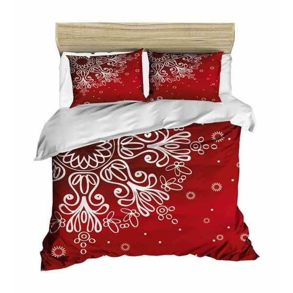 Set plahti i plahti za bračni krevet Crvena pahuljica, 200 x 220 cm