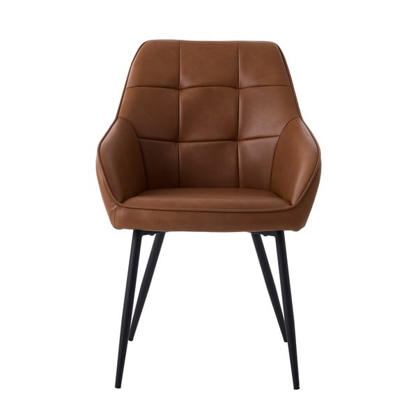 Smeđe podstavljene blagovaonske stolice u setu s naslonima za ruke 2 kom Nolan Square – Unique Furniture-image-3