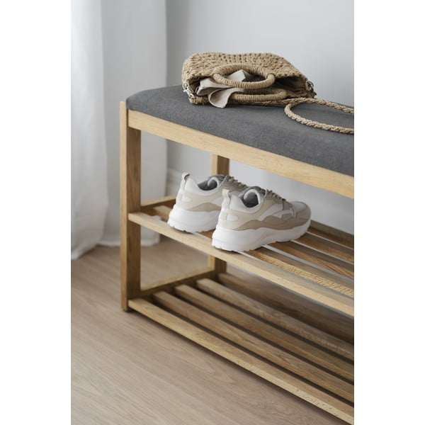 Ormarić za cipele od punog hrasta s klupom u prirodnoj boji Confetti – Rowico-image-1