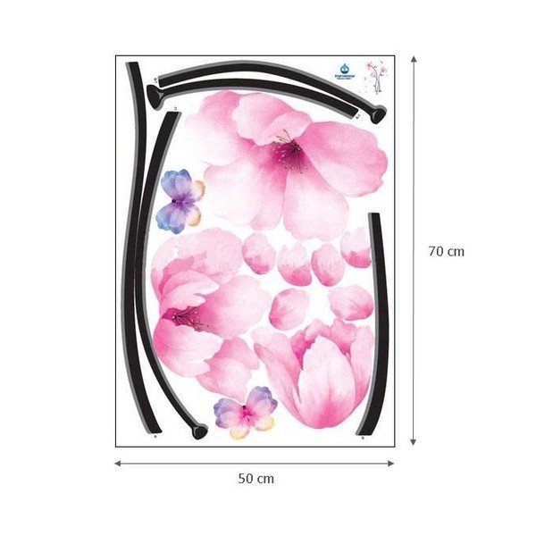 Set naljepnica Ambiance Pink Flowers And Butterflies-image-1