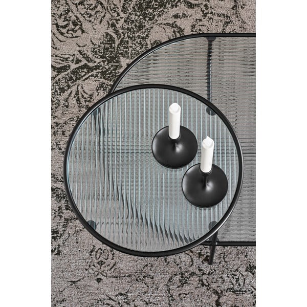 Crni stolić za kavu sa staklenom pločom Teulat Nix-image-1