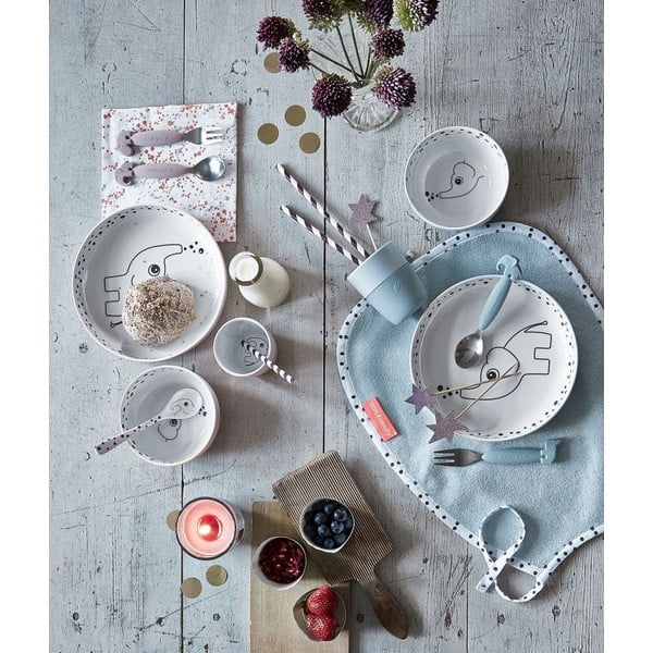 Ružičasti plastični dječji pribor za jelo 3 kom Happy Dots - Done by Deer-image-1