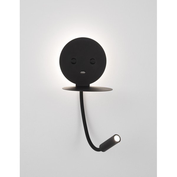 Crna LED zidna lampa aluminijska sa savitljivom konstrukcijom/s USB priključkom Eclip – Nova Luce-image-4