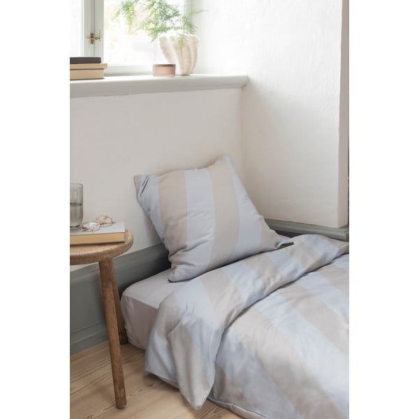 Svijetlo siva/bež posteljina za krevet za jednu osobu od pamučnog satena 140x200 cm Diagonal – Mette Ditmer Denmark-image-1