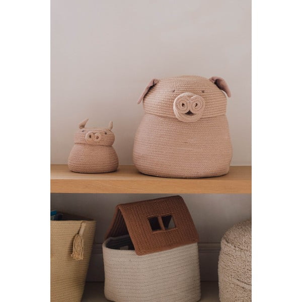 Svijetlo ružičasta tekstilna dječja kutija za pohranu ø 17x15 cm Mini Peggy the Pig – Lorena Canals-image-1