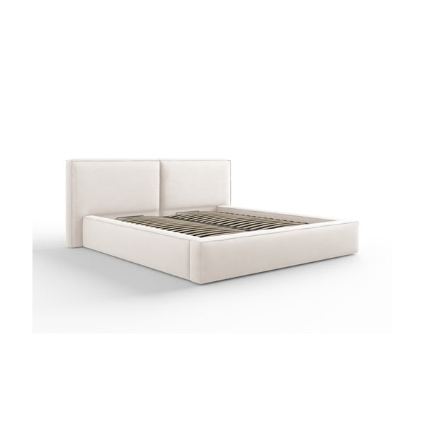 Bež tapecirani bračni krevet s prostorom za pohranu s podnicom 180x200 cm Arendal – Cosmopolitan Design