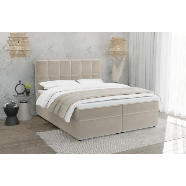 Bež boxspring krevet s prostorom za odlaganje 160x200 cm Flip – Ropez-image-1