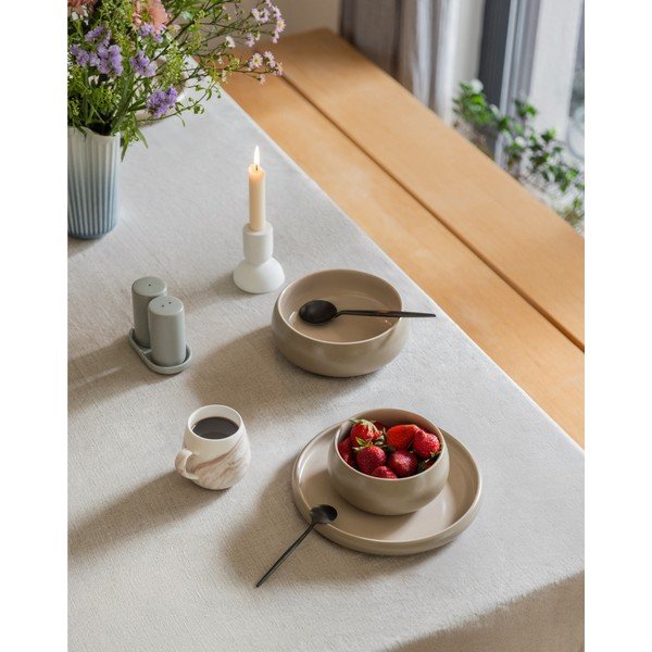 Bež tanjuri u setu 4 kom od kamenine ø 22 cm Terra Rondo – Bonami Selection-image-1
