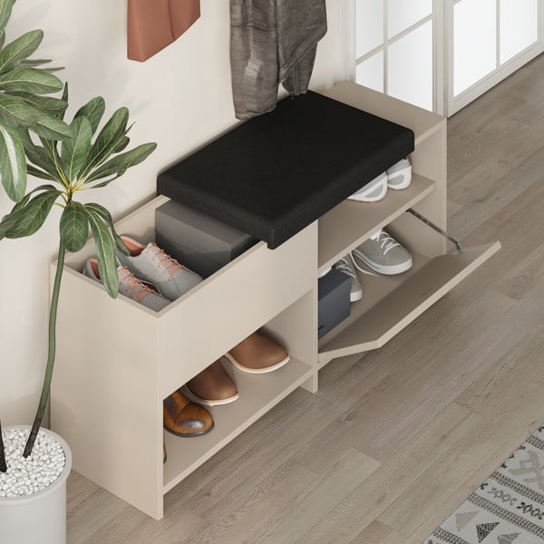 Krem ormarić za cipele s klupom Romi – Marckeric-image-3